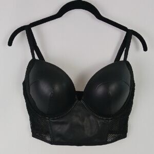 Victoria's Secret Black Leather & Lace Corset - 32C